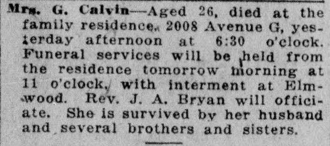 Mrs. G. Calvin obituary